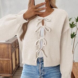 EMERY ROSE Women's Simple Solid Color Casual Open Front Long Sleeve Cardigan,